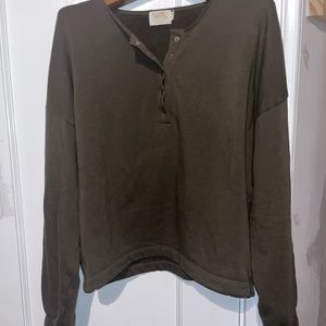 NATION LTD Sweater Olive color with gold color buttons size small